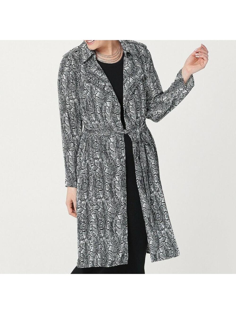 2573 Laurie Felt Animal-Print Duster BLACK SNAKE sz L